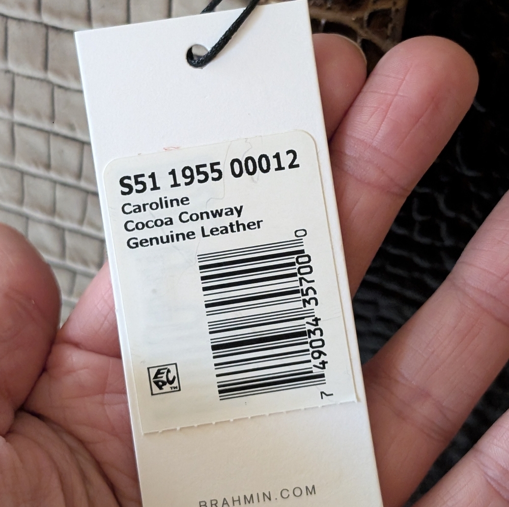 Brahmin Black and Taupe Croc-Embossed Satchel - Picture 6 of 16